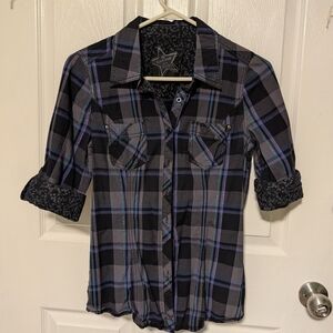 Garage Black and Gray Floral Shirt